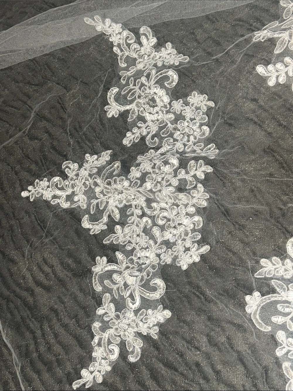 Cathedral Length Lace Bridal Veil with Scalloped Edge